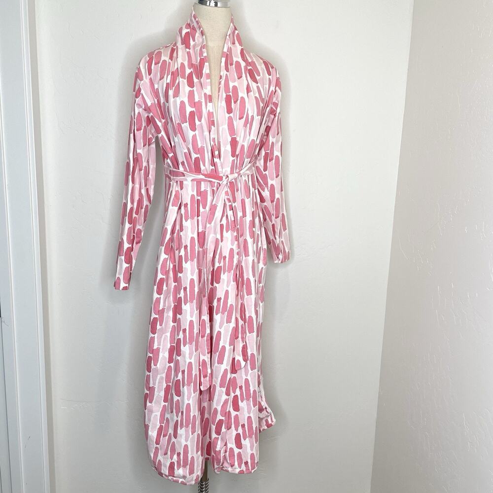 Pink Printed Wrap Robe with Self-Tie Belt